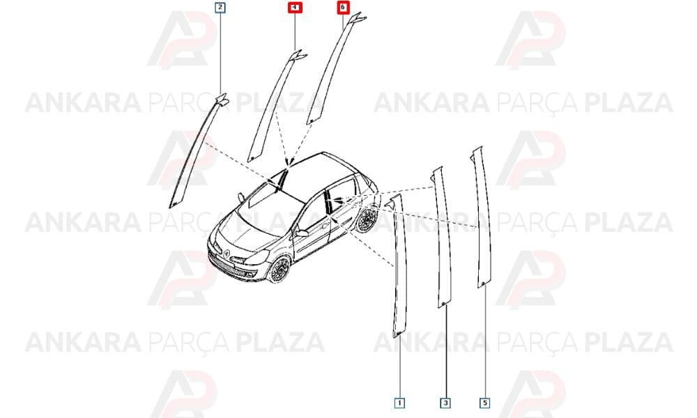 Sağ Arka Kapı Direk Yapiştirma Clio 3 822834307R