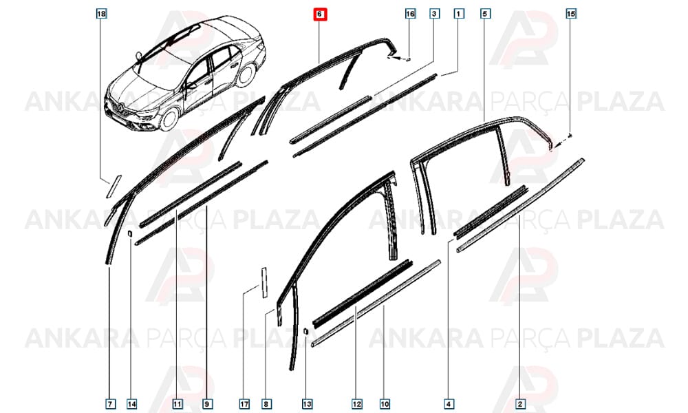 Megane 4 Cam Fitili Sedan Arka Sağ 823308307R