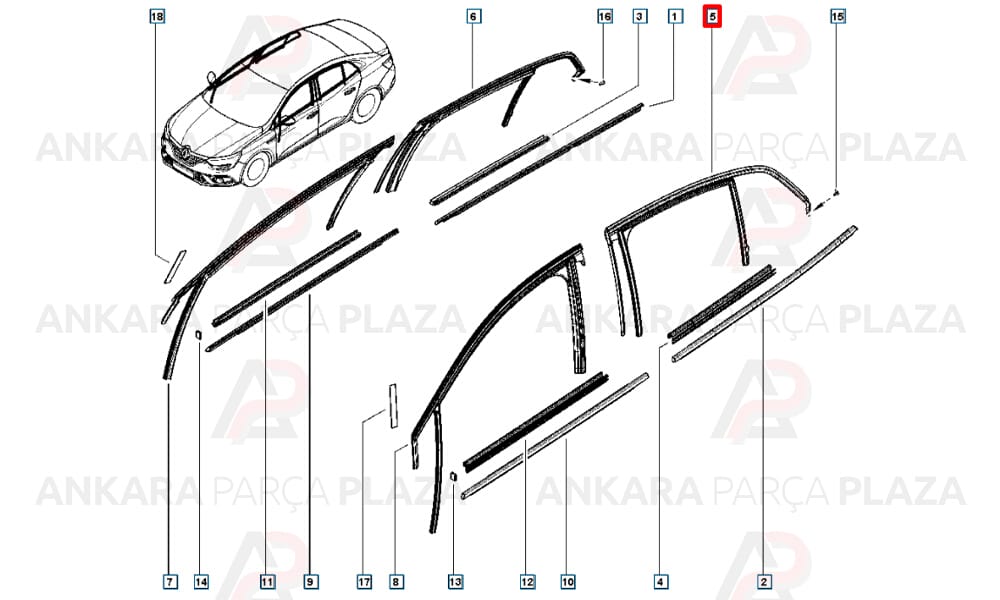Megane 4 Cam Fitili Sedan Arka Sol Orijinal 823319562R