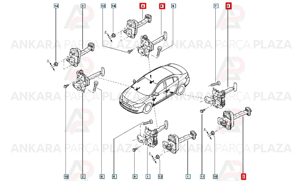 Megane 3 Hb 14 - 15 Arka Kapı Gergisi Durdurucusu Adet 824306303R