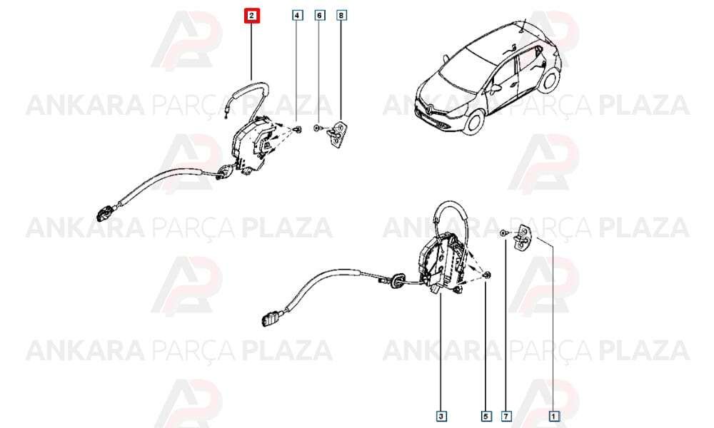 Kapi Kilidi Sağ Arka Clio 4 825004167R