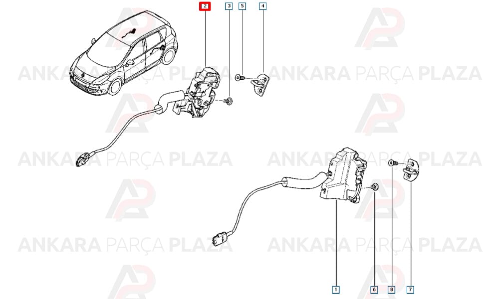 Kapi Kilidi Arka Sağ Megane Scenic 3 825030004R