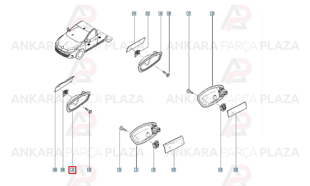 Clio Hb 13 - 16 Ön Kapı İç Açma Kolu Sağ Nikelajlı 826720001R