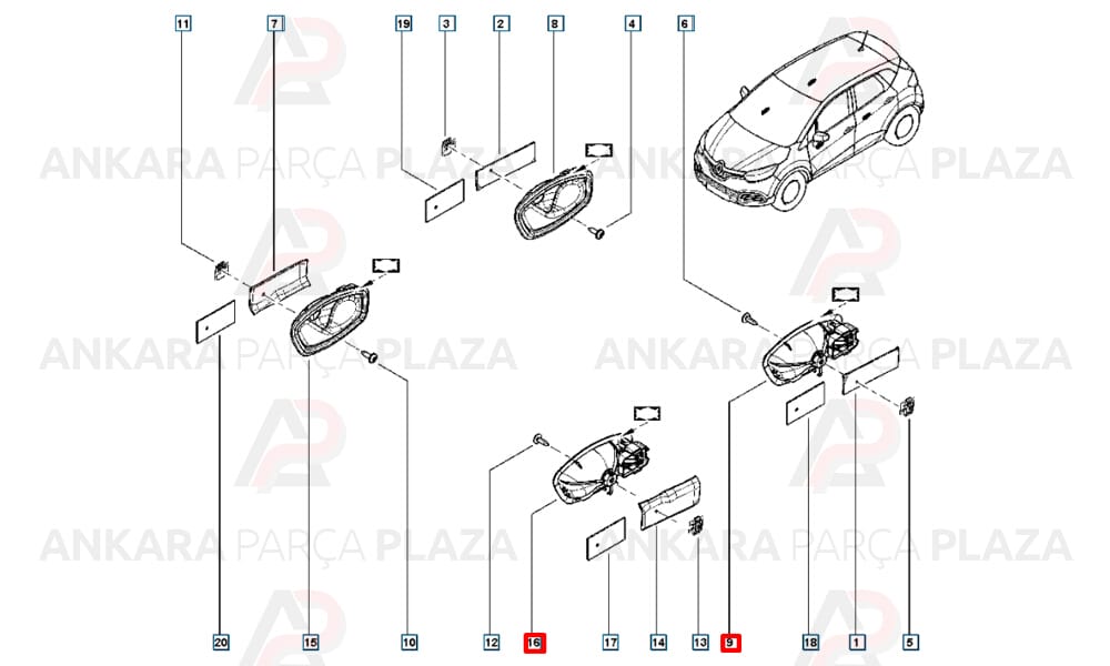 Iç Kapi Açma Kolu Solclio 4 Megane 3 Fluence Bej 806711635R