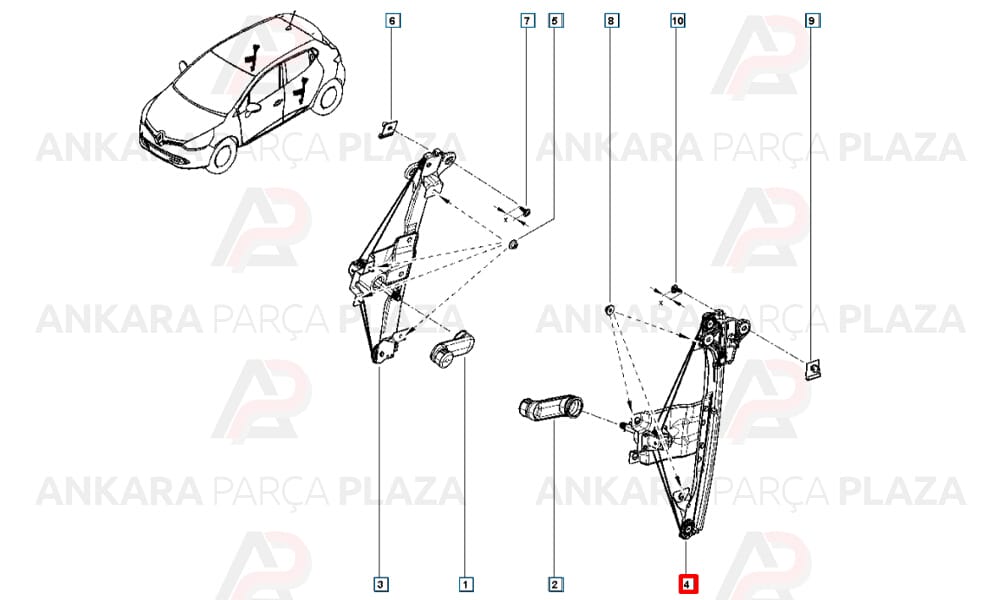 Clio 4 Cam Krikosu Arka Sol Orjinal 827013204R
