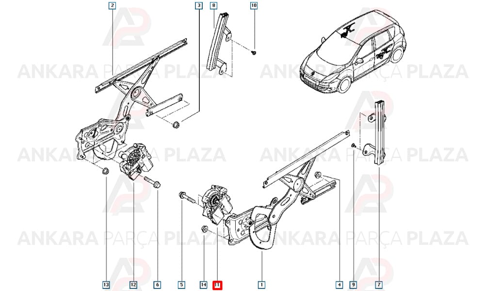 Cam Krikoo Motoru Arka Sol Megane Scenic 3 ( Tek Motor ) 827310166R