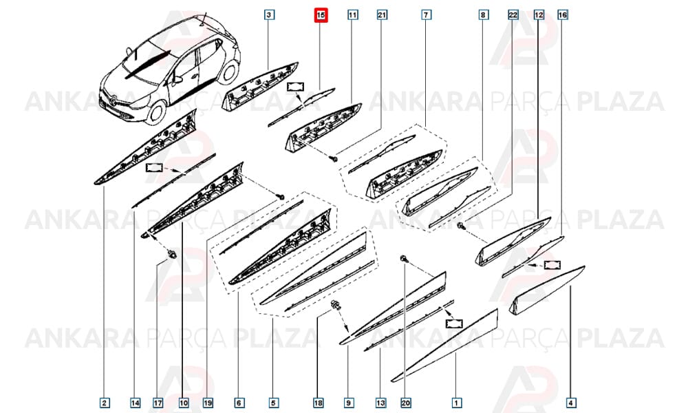 Clio Hb 16 - 20 Arka Kapı Bandı Nikelajı Sağ 828201839R