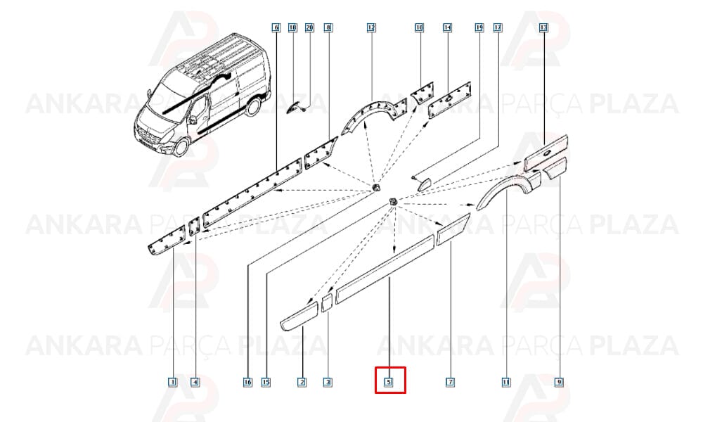 Master 11 - 19 Sürgülü Kapı Bandı Sol Sinyalsiz 828210160R
