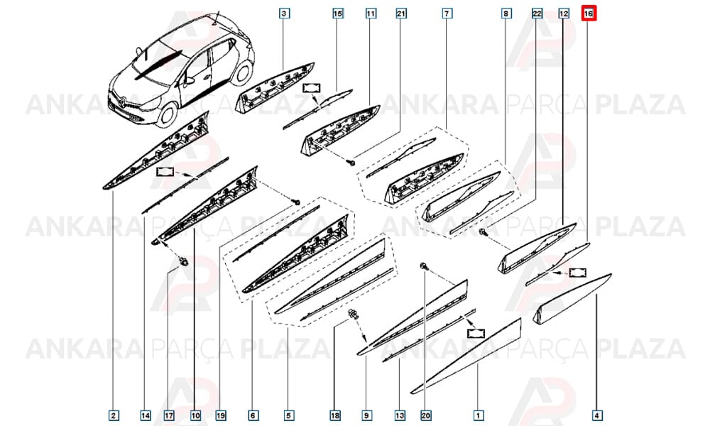 Clio 16 - 18 Arka Kapı Bandı Çıtası Sol Boyanabilir 828218510R