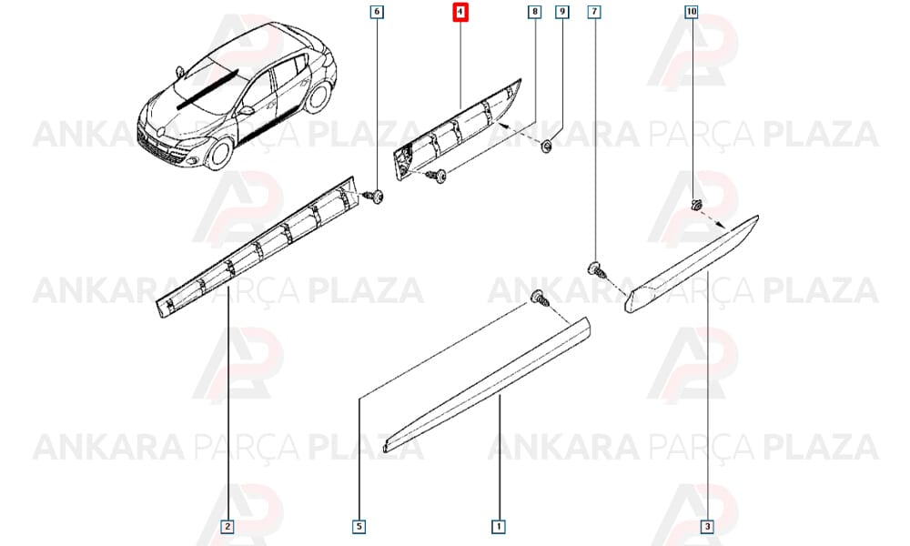 Megane 3 Hb 10 - 13 Arka Kapı Bandı Sağ Klipsli 828760001R
