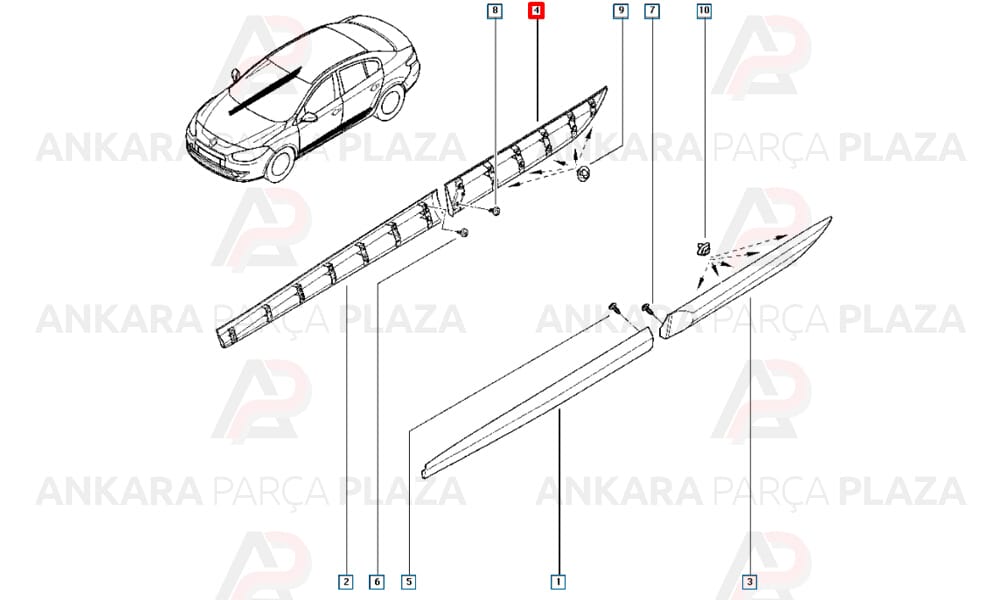 Fluence 09 - 16 Arka Kapı Bandı Sağ Klipsli 828760007R