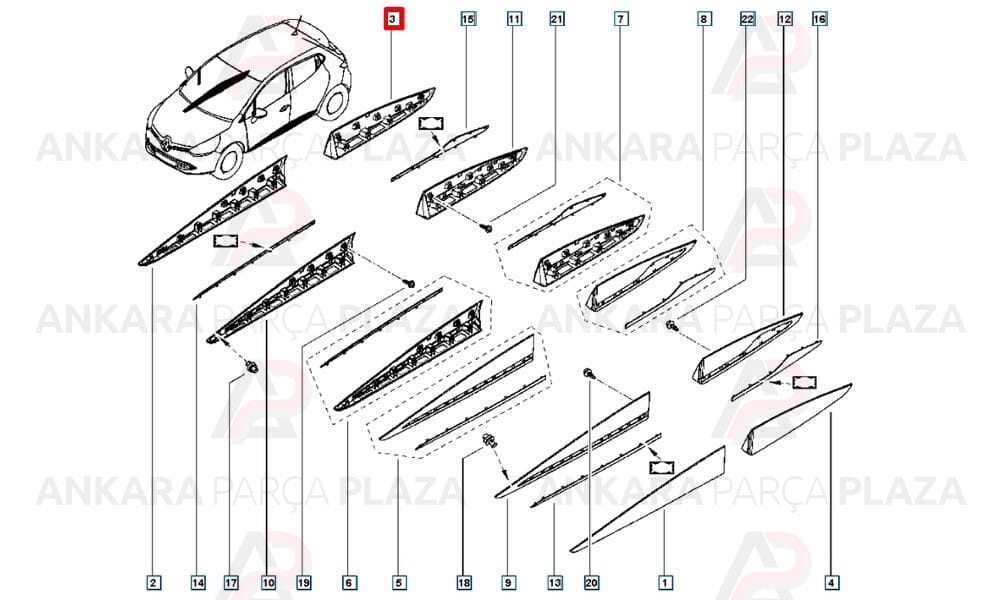 Clio Hb 16 - 20 Arka Kapı Bandı Sağ Nikelaj Takılmayan 828762614R