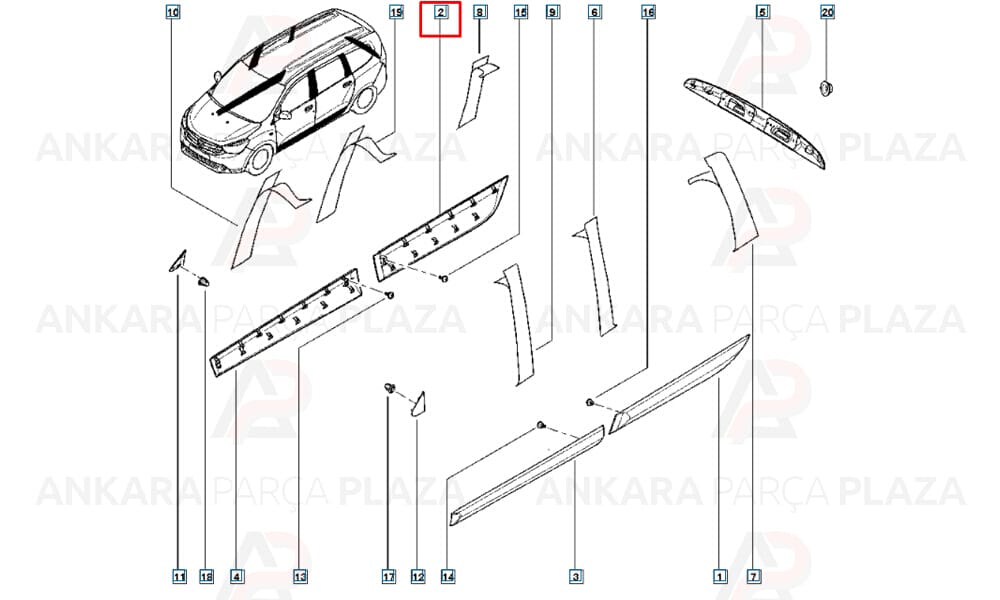 Dacia Lodgy 12 - 19 Arka Kapı Bandı Sağ 828762880R