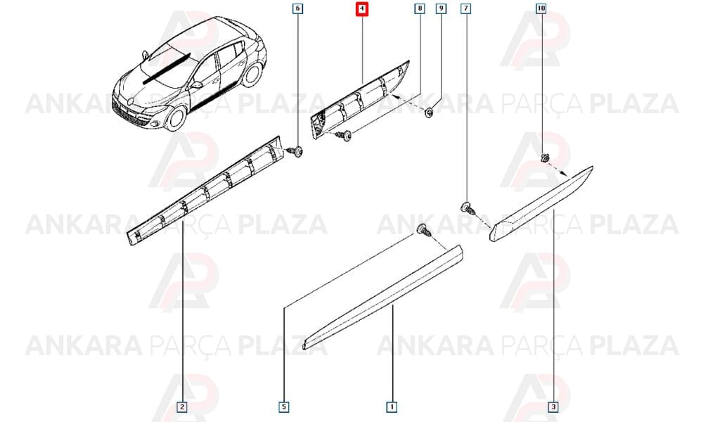 Sağ Arka Kapı Bandı Megane 3 828764500R