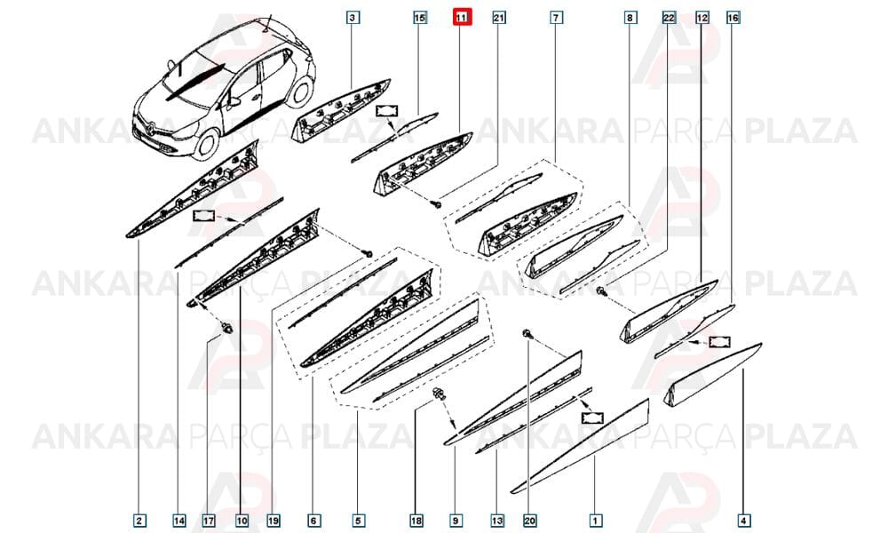 Clio Hb 13 16 Arka Kapı Bandı Sağ Nikelaj Takılan Tip 828765910R