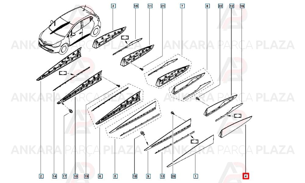 Clio Hb 13 - 16 Arka Kapı Bandı Sol Nikelaj Takılmayan 828772096R