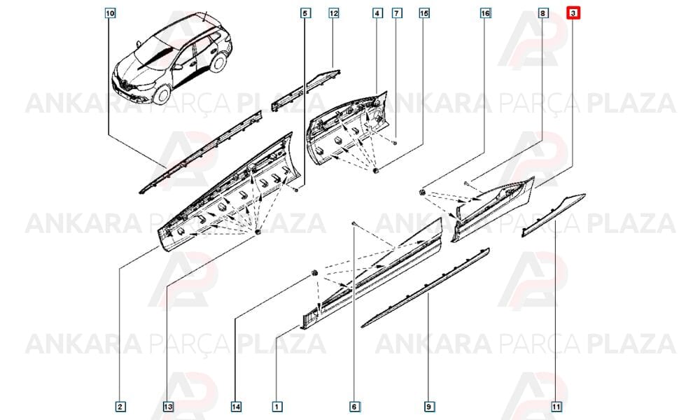 Kadjar 15 - 20 Arka Kapı Bandı Sol Nikelaj Takılan Tip 828772890R
