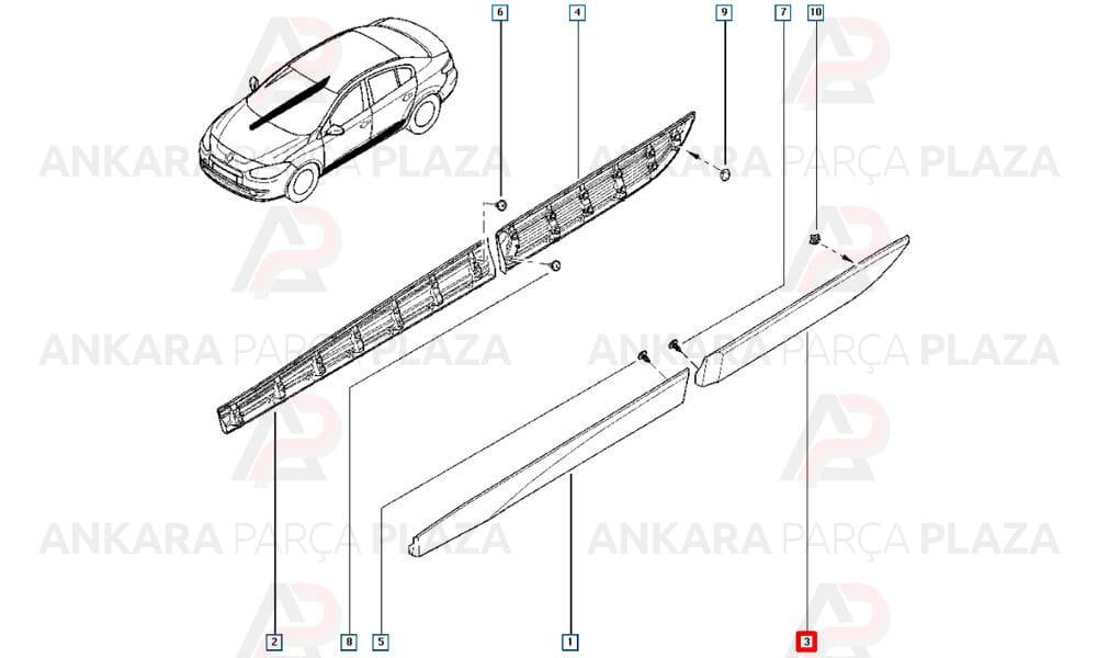 Sol Arka Kapı Bandı Fluence Astarlı 828774426R