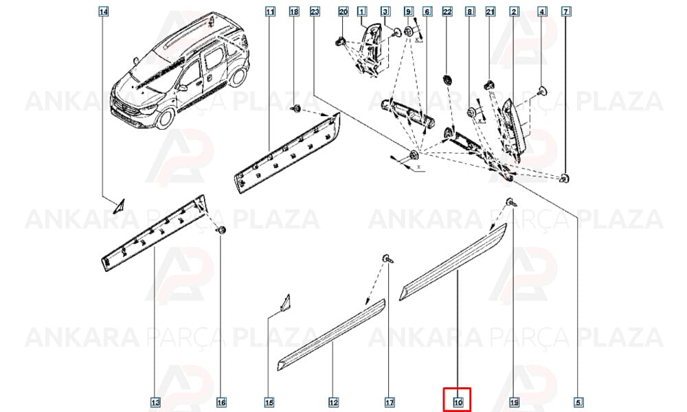 Dokker 13 - 20 Arka Kapı Bandı Sol 828775691R