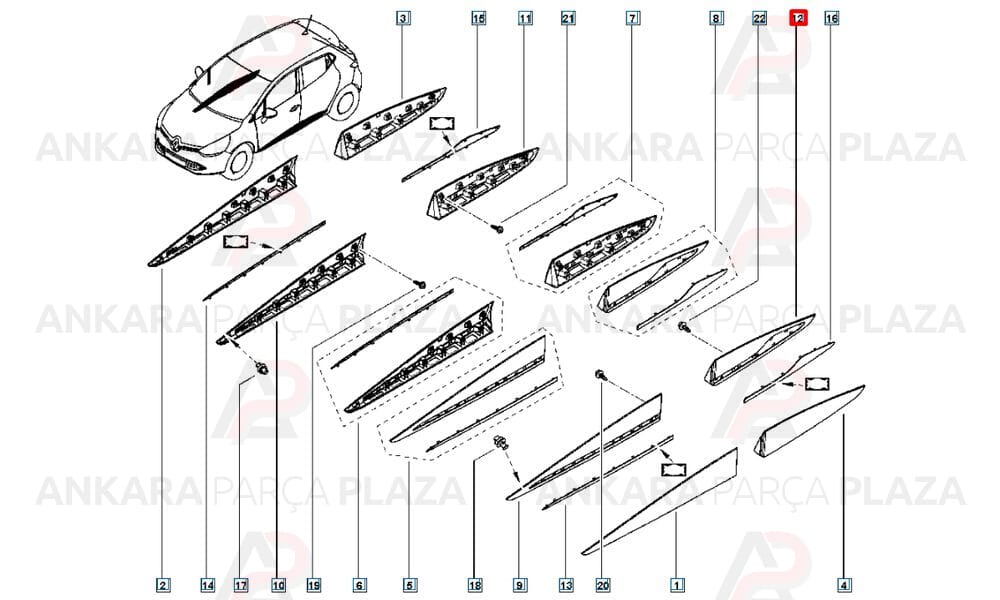 Clio Hb 13 16 Arka Kapı Bandı Sol Nikelaj Takılan Tip 828779350R