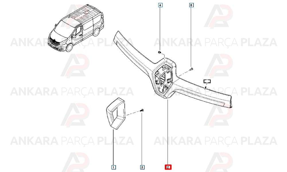 Renault Trafic 15 - 16 Ön Panjur Dış Çıtası Siyah 848216441R