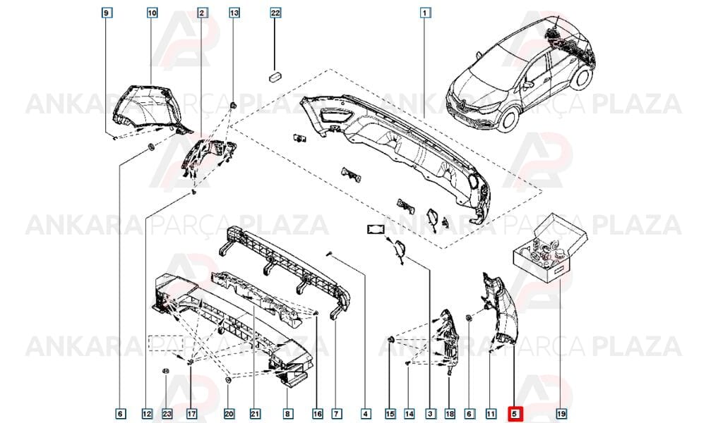 Captur 13 - 19 Arka Tampon Ucu Sol Meydan