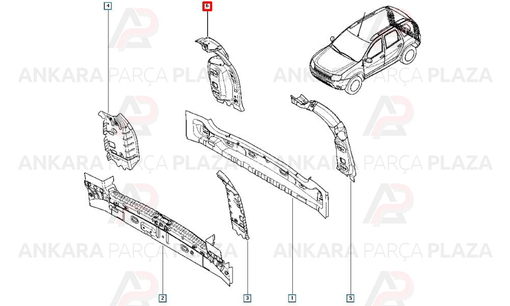 Duster Stop Lambası Yuva Sacı Sağ Orijinal 850429925R