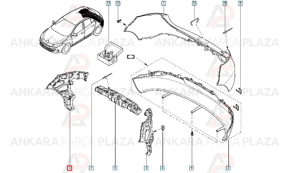 Megane Tampon Bağlantı Ayağı Arka Sağ 2010 - 2013 Meydan