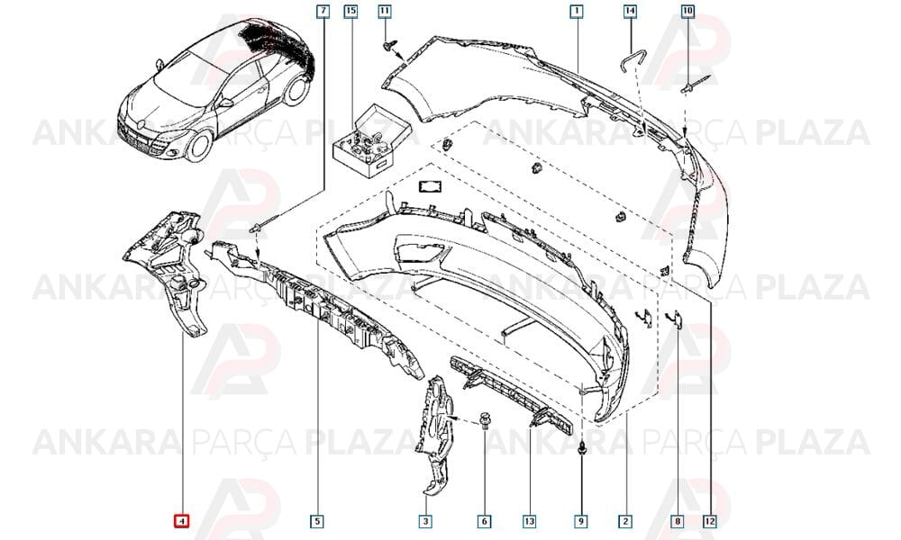 Megane 3 Coupe Tampon Bağlantı Ayağı Arka Sağ Orijinal 850440010R