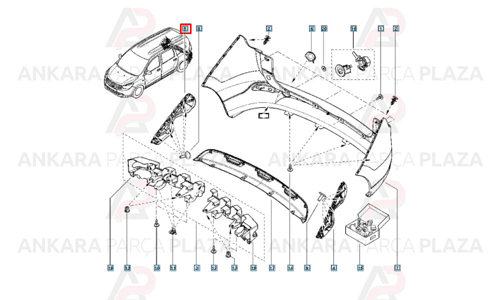 Clio Dokker Lodgy Tampon Bağlantı Ayağı Arka Sağ 2012 - 2020 Meydan