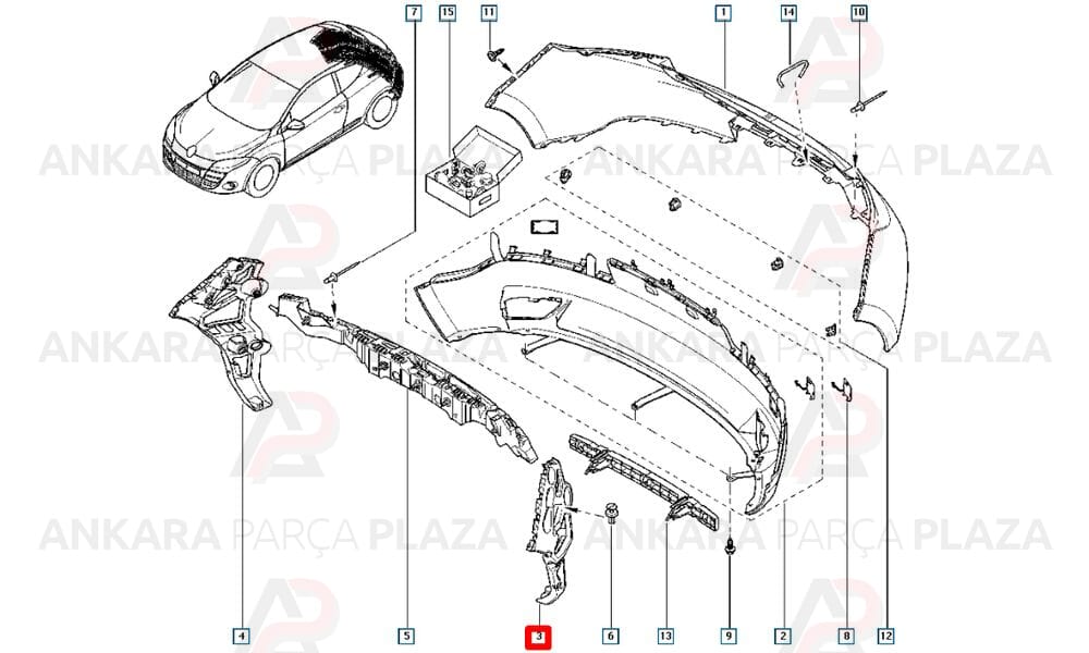 Megane 3 Coupe Tampon Bağlantı Ayağı Arka Sol Orijinal 850450010R