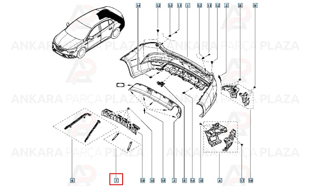Megane 4 Tampon Bandı Arka Sağ Sol 2016 - 2020 Meydan
