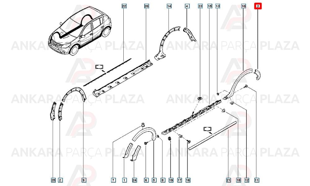 Logan Hatchback Sol Arka Çamurluk Bandı 850777419R