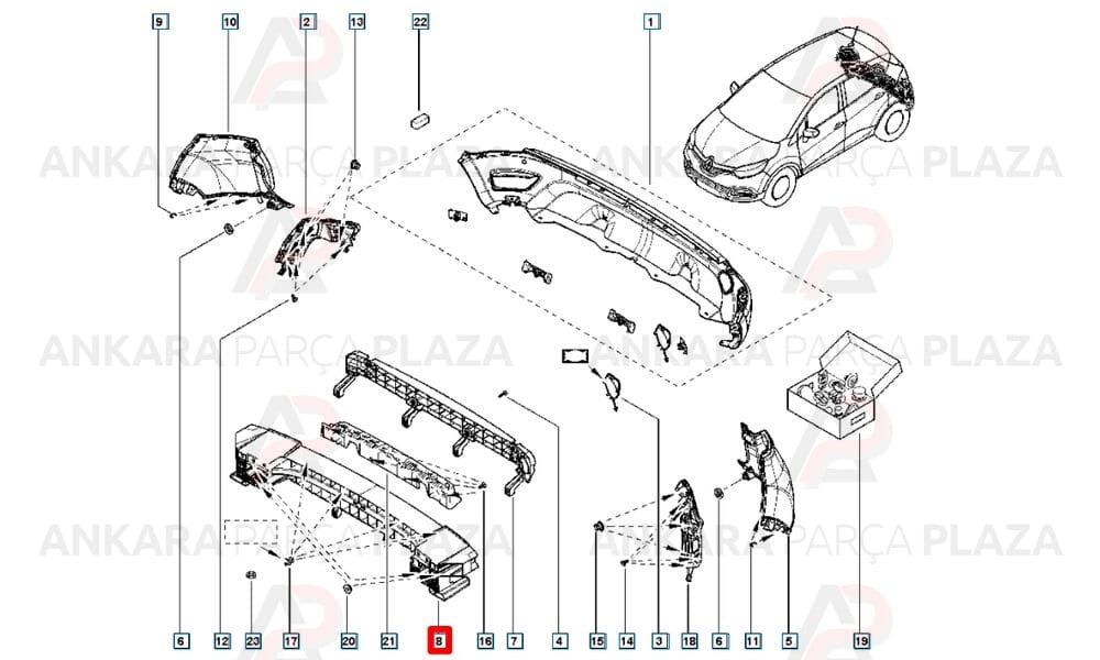Captur Tampon İç Destek Plastiği Arka 2013 - 2019 Meydan
