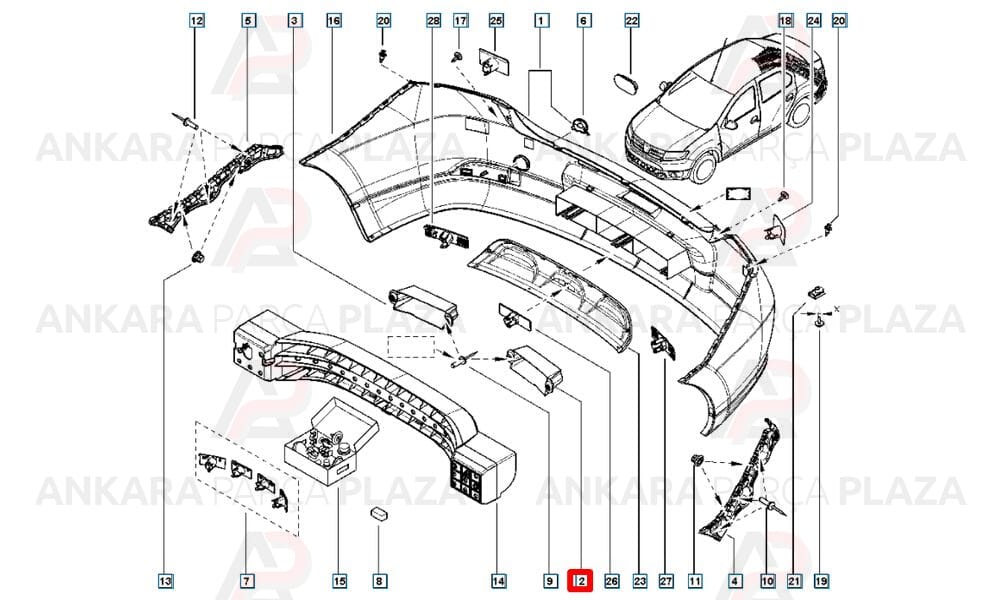 Clio Logan Sandero Tampon İç Destek Plastiği Arka Sol 2013 - 2016 Dega