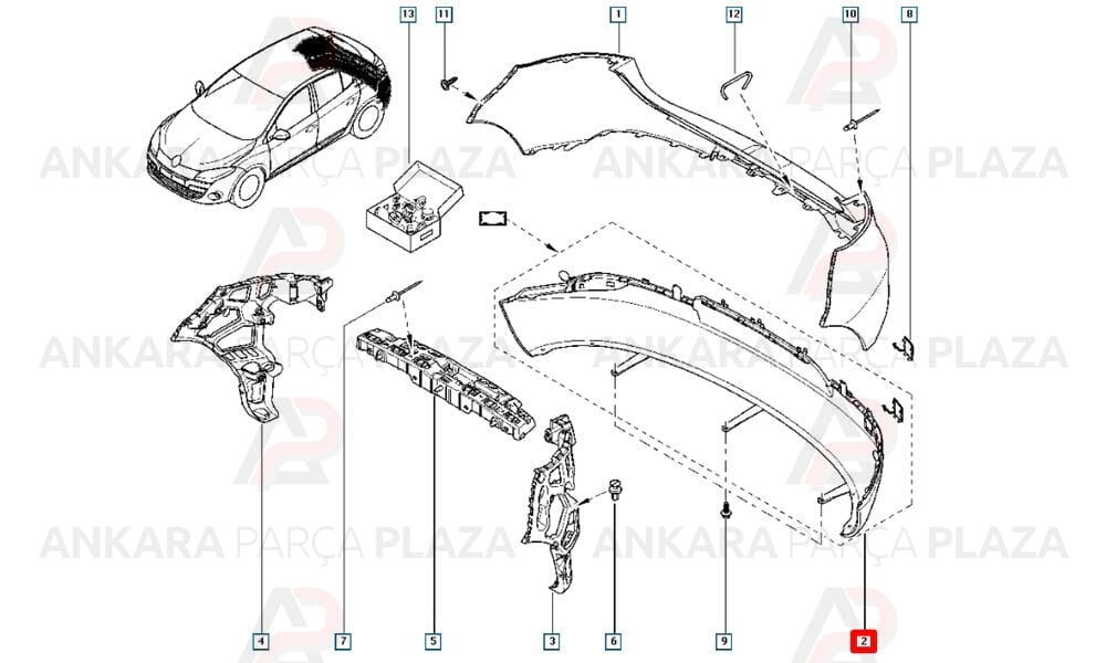 Megane 3 Hatchback Tampon Spoileri Arka Orijinal 850B20015R