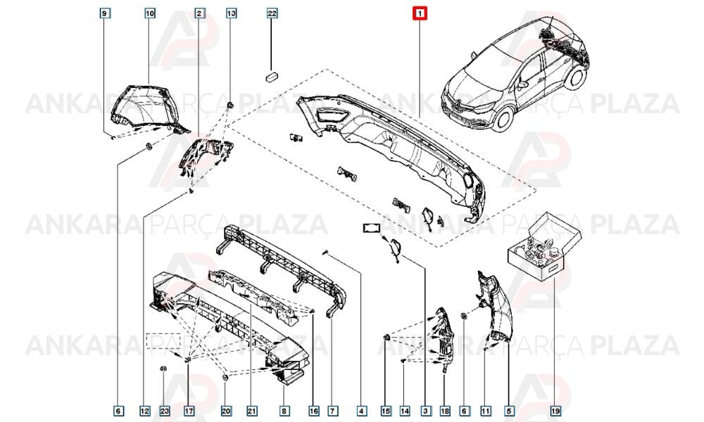 Captur 2013 - 2019 Arka Tampon Meydan