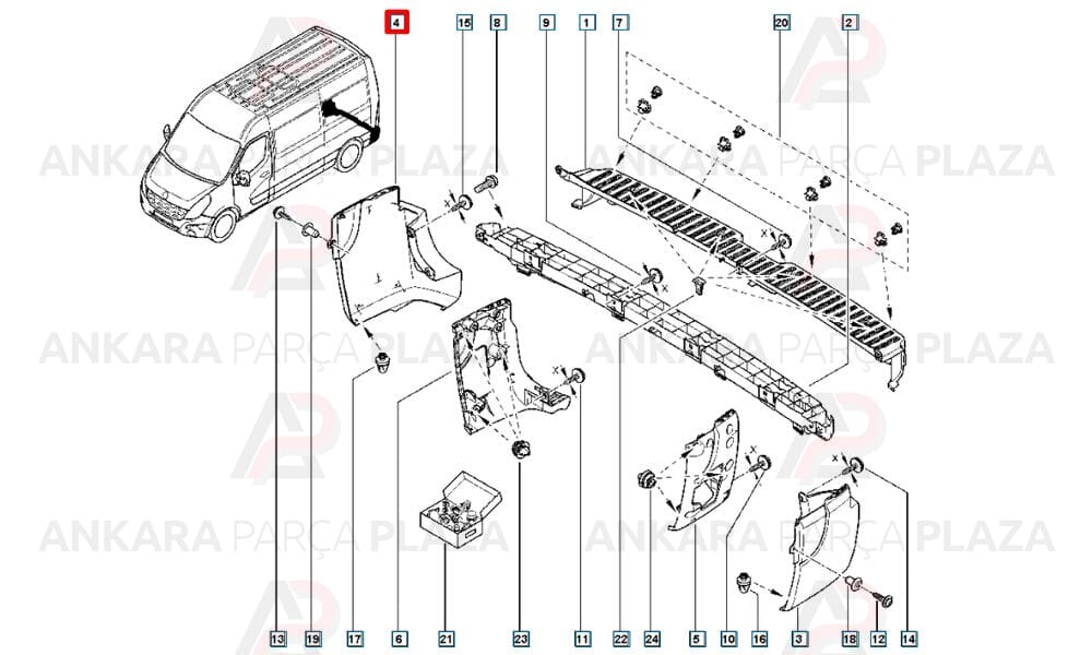 Renault Master 2020 Arka Tampon Ucu Sağ Meydan