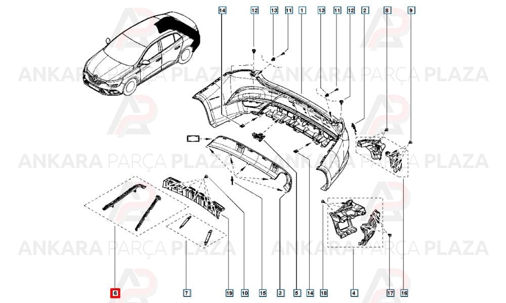 Megane 4 Tampon Bağlantı Ayağı Arka Sağ Sol İthal Orijinal 852227740R-1