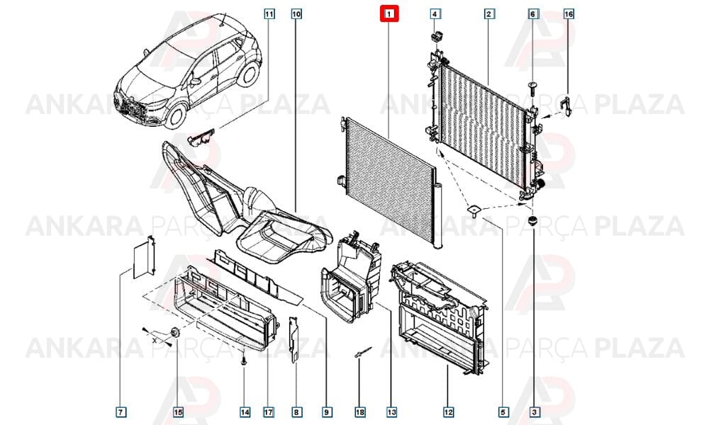 Kondansör Klima Radyatörü Clio 4 Dokker Captur Sandero 4