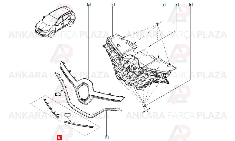 Kadjar 15 20 Ön Panjur Üst Çıtası Nikelajlı Sağ + Sol 960100956R