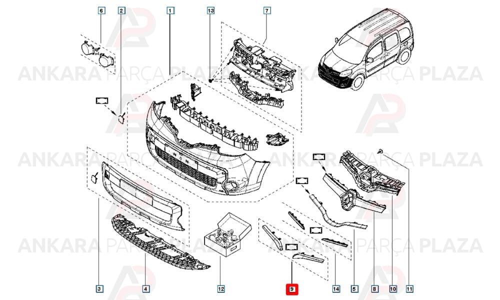 Kangoo 14 - 18 Ön Panjur Çıtası Sol Gümüş Gri 960104384R
