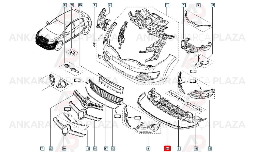 Megane 3 Hatchback Tampon Spoileri Ön 2014 - 2015 Meydan