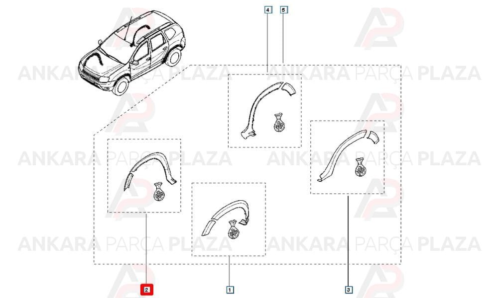 Duster 10 - 17 Ön Çamurluk Ağzı Plastiği Sağ Dodik Meydan