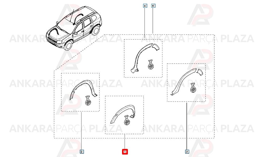 Duster 10 - 17 Ön Çamurluk Ağzı Plastiği Sol Dodik Meydan