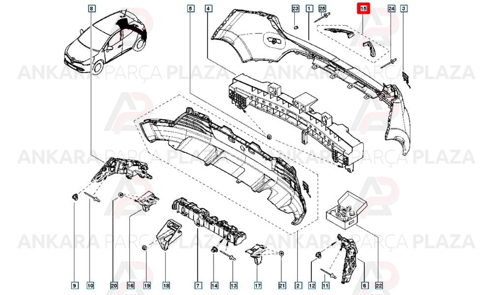 Clio Hatchback Stop Lambası Alt Çıtası Sol 2013 - 2016 Meydan