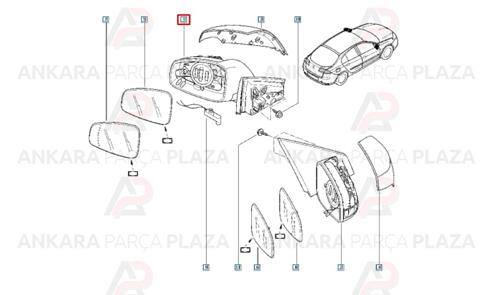 Laguna 3 Yan Ayna Sol Orijinal 963020140R