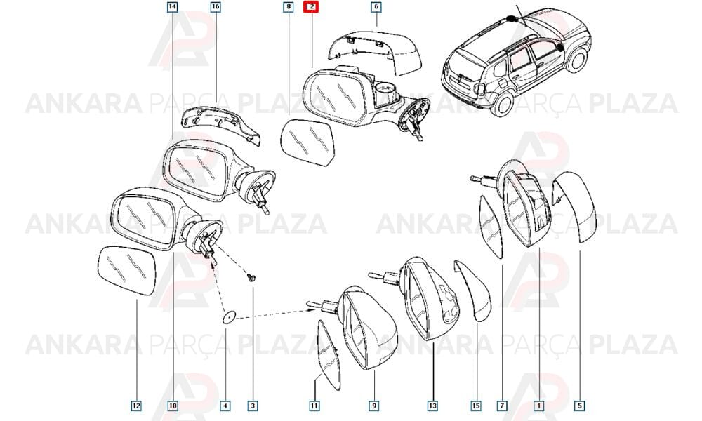 Duster Yan Ayna Sol 2012 Sonrası Orijinal 963025111R