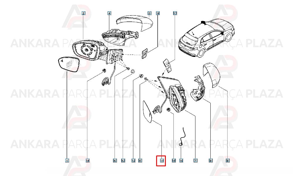 Kadjar, Megane 4, Talisman Yan Ayna Camı Sağ Orijinal 963653951R