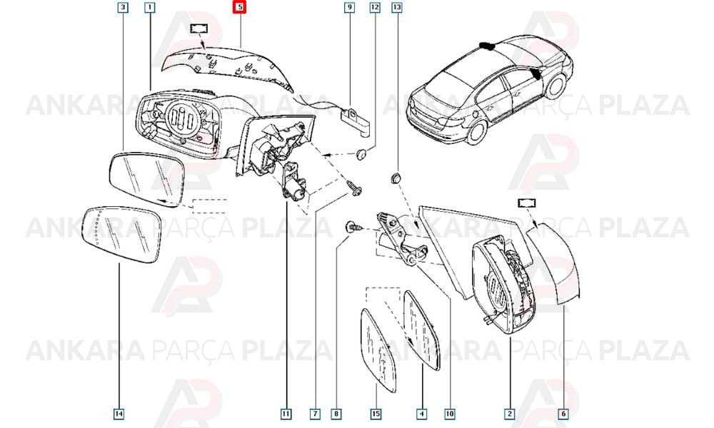 Fluence, Megane Yan Ayna Kapağı Sol Meydan